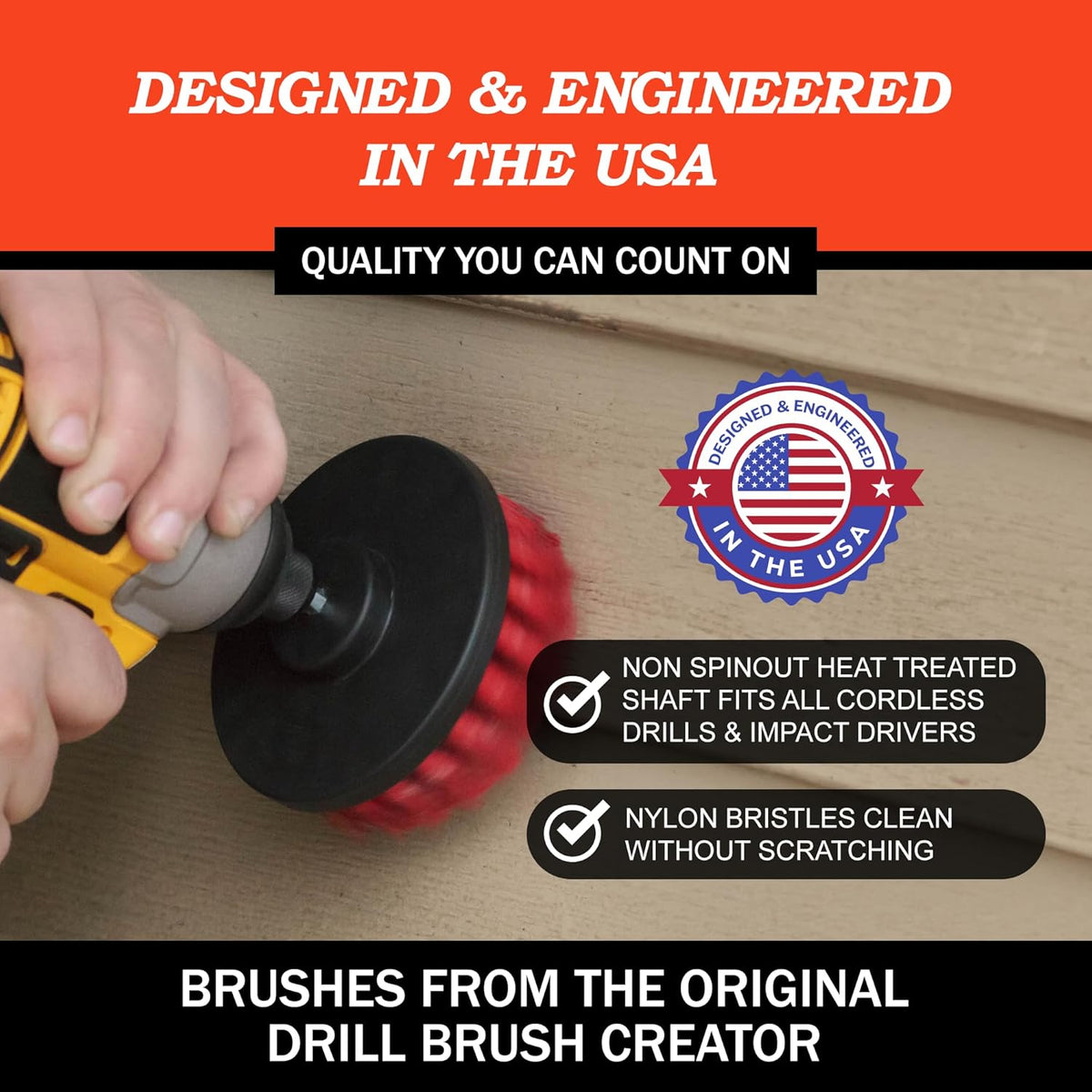 Drillbrush Car Detailing Kit | Drill Brush Set – Soft Bristle Power Scrubber Attachments for Cleaning Car Interior, Upholstery, Carpet, Seats, Wheels, Rims, Dash, Console, and Trim - Nylon Scrub Brush