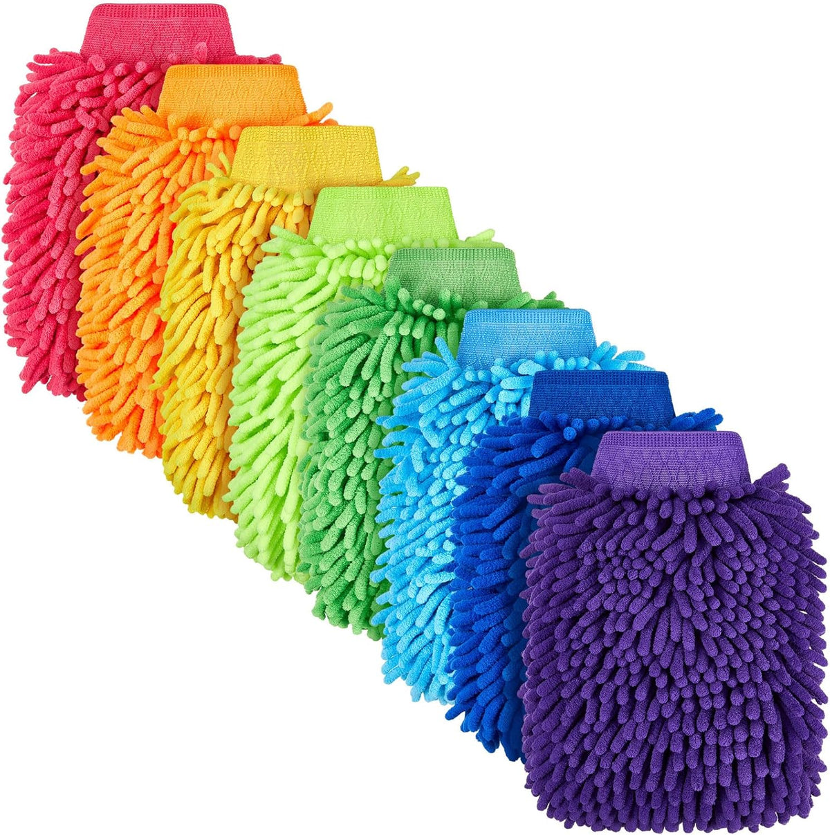 Toulite 16 Pcs Car Wash Mitt Chenille Microfiber Wash Mitt Double Sided Glove Cleaning Drying Mitts (7.48 x 10.24 Inch,Royal Blue,Green)