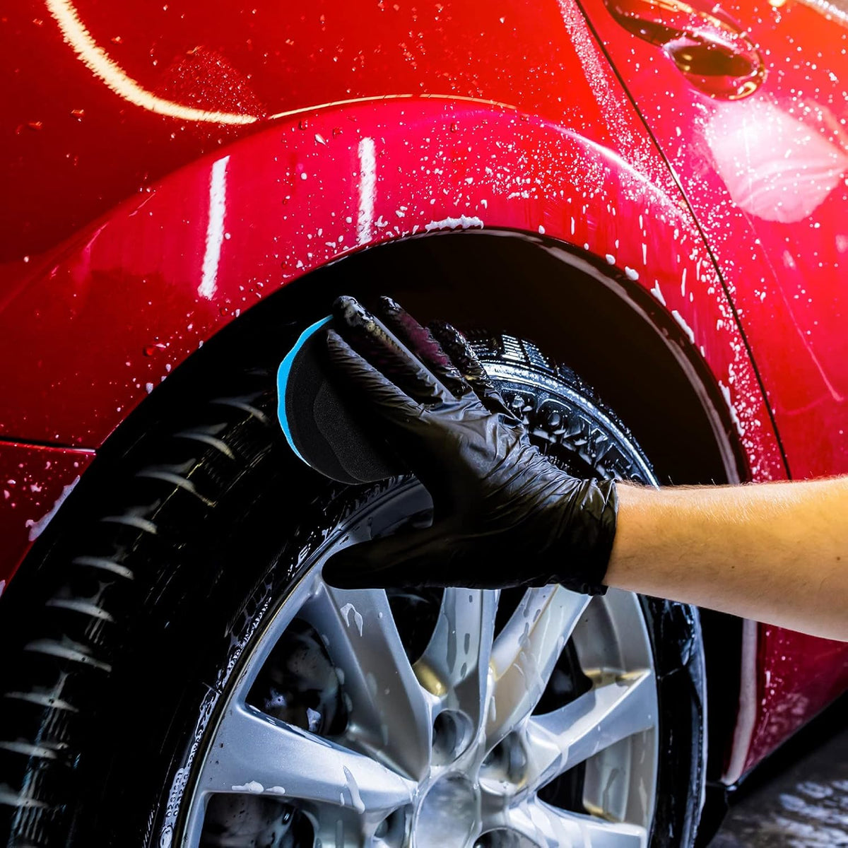 BBTO 6 Pcs Tire Hex Grip Dressing Applicator Washable Shine Applicator Dressing Pad Car Detailing Foam Sponge Reusable Cleaner Sponge for No Slip Tire
