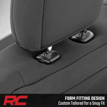 Rough Country Neoprene Front & Rear Seat Covers for Ford F-150, Lightning, F-250 & F-350 (2015-2026) Crew Cab w/Front Bench Seat & Rear 60/40 Split
