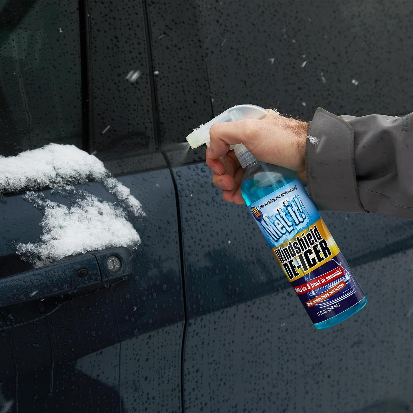 E·Z·R Windshield De-Icer. Melt it! Instantly Melts Ice & Winter Frost For Car Windshields, Windows, Mirrors, Key Locks, & Latches, Snow Melting Defrost Liquid For Car Window Cleaner, 17 Fl Oz, 2-Pack