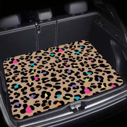 Universal Car Trunk Mat 29" x 39",Purple Colorful Flowers All Weather Trunk Protection Cargo Liner, Durable Cargo Mat Rear Trunk Liner,Stylish Vehicle Interior Accessories Suitable for Most Car Models