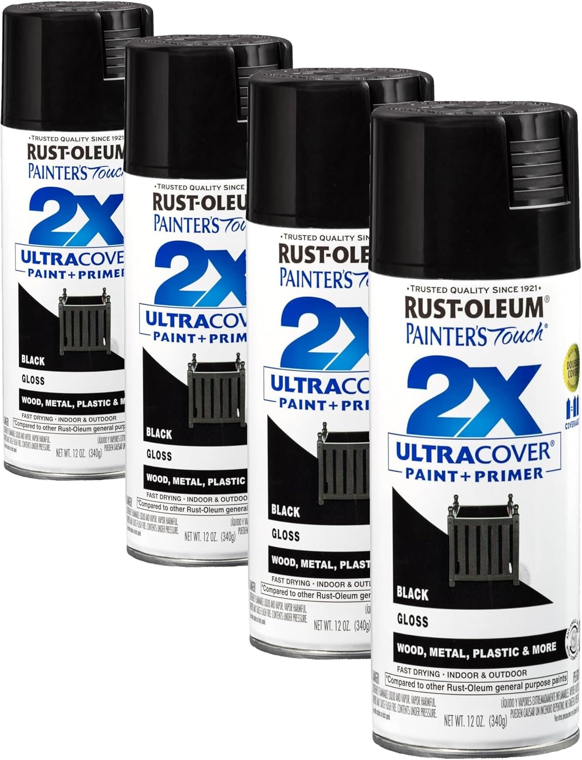 Rust-Oleum 334029 Painter's Touch 2X Ultra Cover Spray Paint, 12 oz, Gloss Clear - Colors D