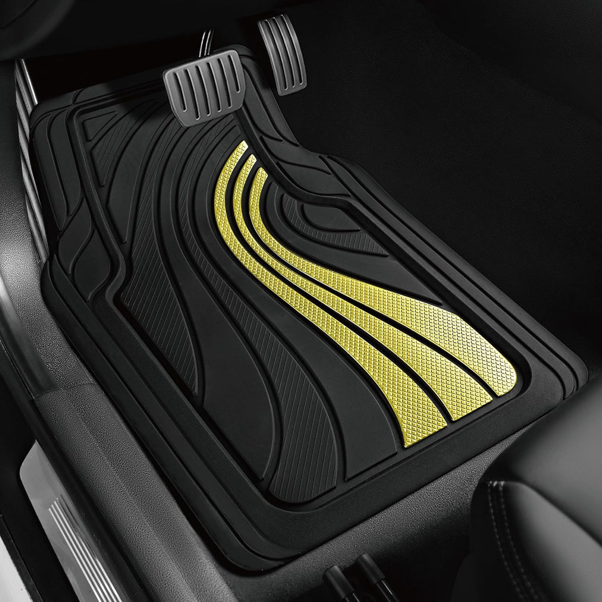 Road Comforts Car Floor Mats Full Set – Front & Rear Car Floor Mats with Aluminum Design, Anti-Slip Backing, All-Weather Protection, Trim-to-Fit Car Mats for Most Sedans, SUVs & Vans -All Pink