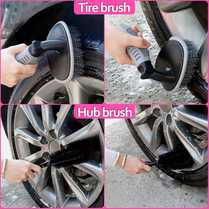 THINKWORK Car Cleaning Kit, Car Detailing Kit Interior Cleaner with High Power Handheld Vacuum, 10Pcs Detailing Brush and Storage Bag, Gray Auto Interior Cleaning Kit for Men