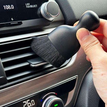 Car Detailing Brush, Soft Bristle Cleaning Brush, Scratch-Free Auto Duster Tool for Dashboard, Air Vents, Leather & Interior Cleaning (Black&Brown)