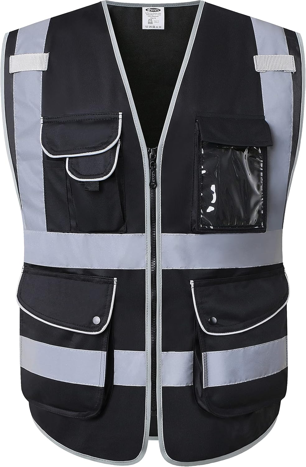 JKSafety 9 Pockets Class 2 High Visibility Zipper Front Safety Vest With Reflective Strips,Meets ANSI/ISEA Standard (Large, 150-Yellow) - Colors B