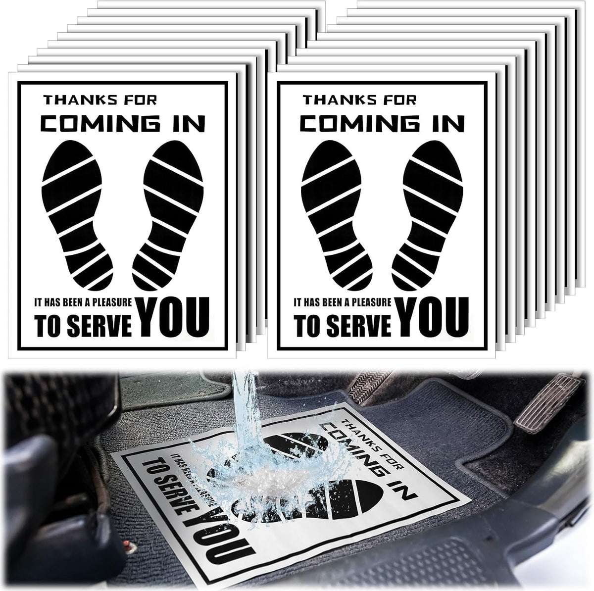 Frienda 500 Pcs Waterproof Paper Car Floor Mats Disposable Floor Pads Covered Plastic Film Automotive Foot Mat for Vehicle Supplies(White,20 x 15 Inch)