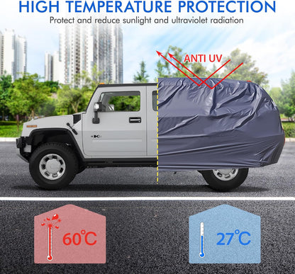 Car Cover Waterproof All Weather for Automobiles, 6 Layers Outdoor Full Exterior Cover Rain Sun UV Snowproof Protection with Zipper Cotton, Mirror Pocket for Sedan (190-195 inch)