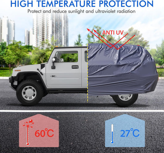 Car Cover Waterproof All Weather for Automobiles, 6 Layers Outdoor Full Exterior Cover Rain Sun UV Snowproof Protection with Zipper Cotton, Mirror Pocket for Sedan (190-195 inch)