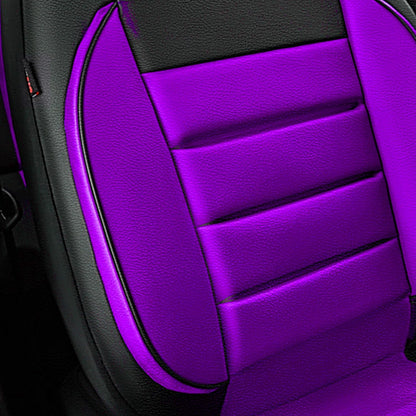 CAR PASS Faux Leather Car Seat Covers Front Seats Only, 3D Foam Support Car Seat Covers, Universal fit for Trucks Vans SUVs Sedans Automotive Comfortable, Airbag Compatible 2 Pieces Front Solid Black