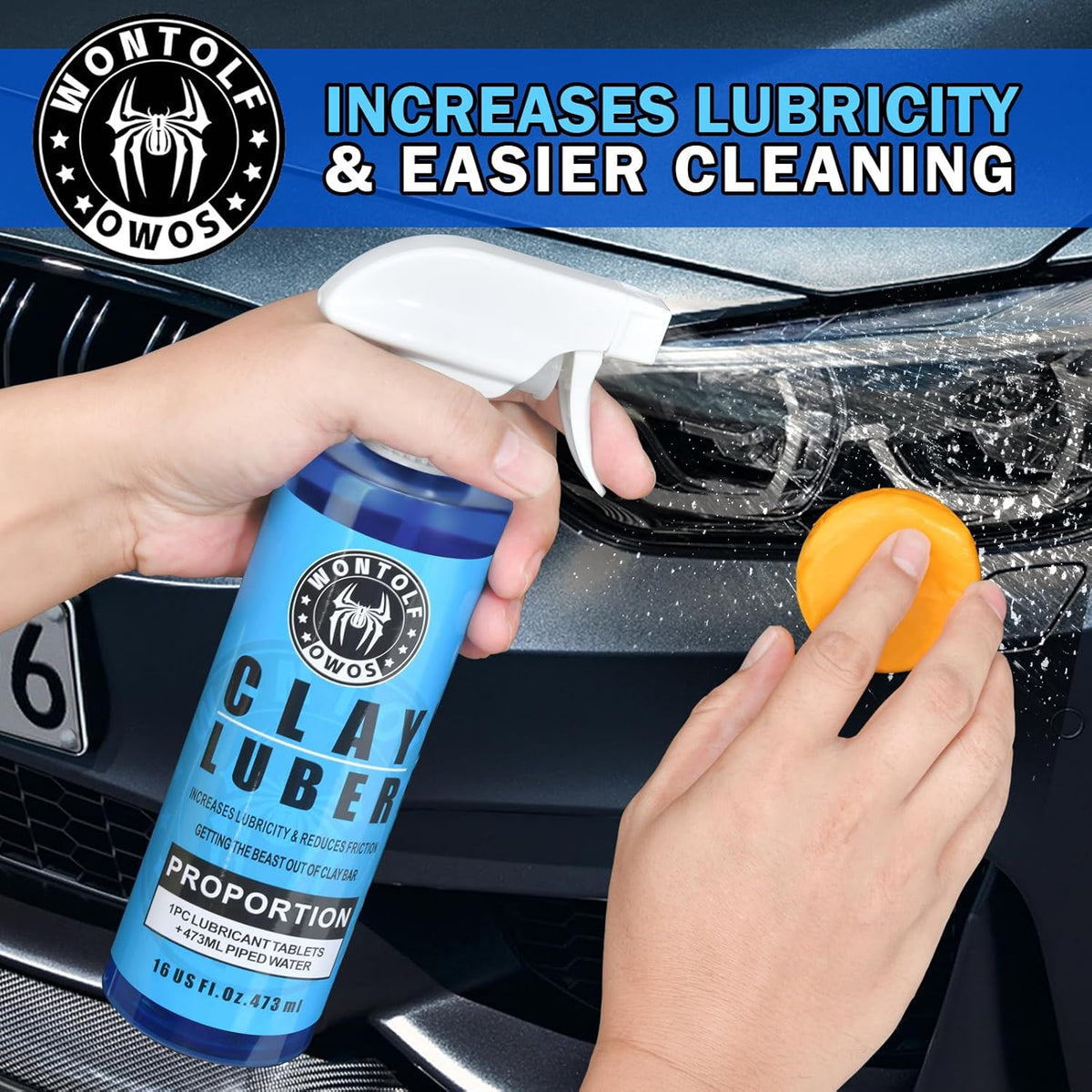 Wontolf Clay Bar Kit, Complete Clay Bars Auto Detailing Clay Luber Lubricant Car Wash Kit, Premium Grade 4 Clay Bars, Lubricant Tablets 10 Pack, Car Detailing Kit for Detailing Cleaning