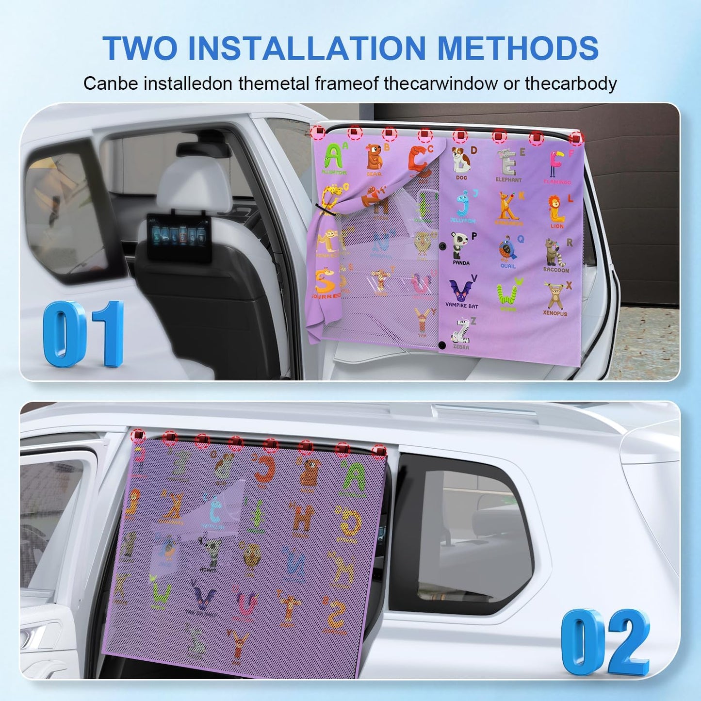 Car Window Shades, [Upgraded] 8 Strong Magnets Magnetic Side Window Sun Shade [2 Pack] - Dual Layer UV Ray Protection Car Sunshade for Baby, Kids & Pets - Universal Fit for SUV, Sedan & Trucks