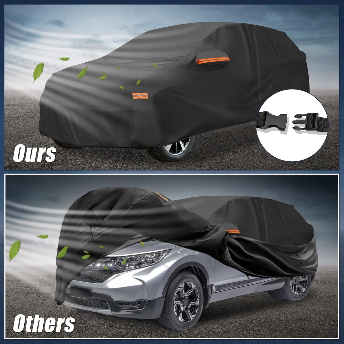 X AUTOHAUX Car Cover for Honda Civic Sedan/Coupe 210D-PU Outdoor Full Car Cover All Weather with Door Zipper for Waterproof Windproof Sun Rain Snow Protection