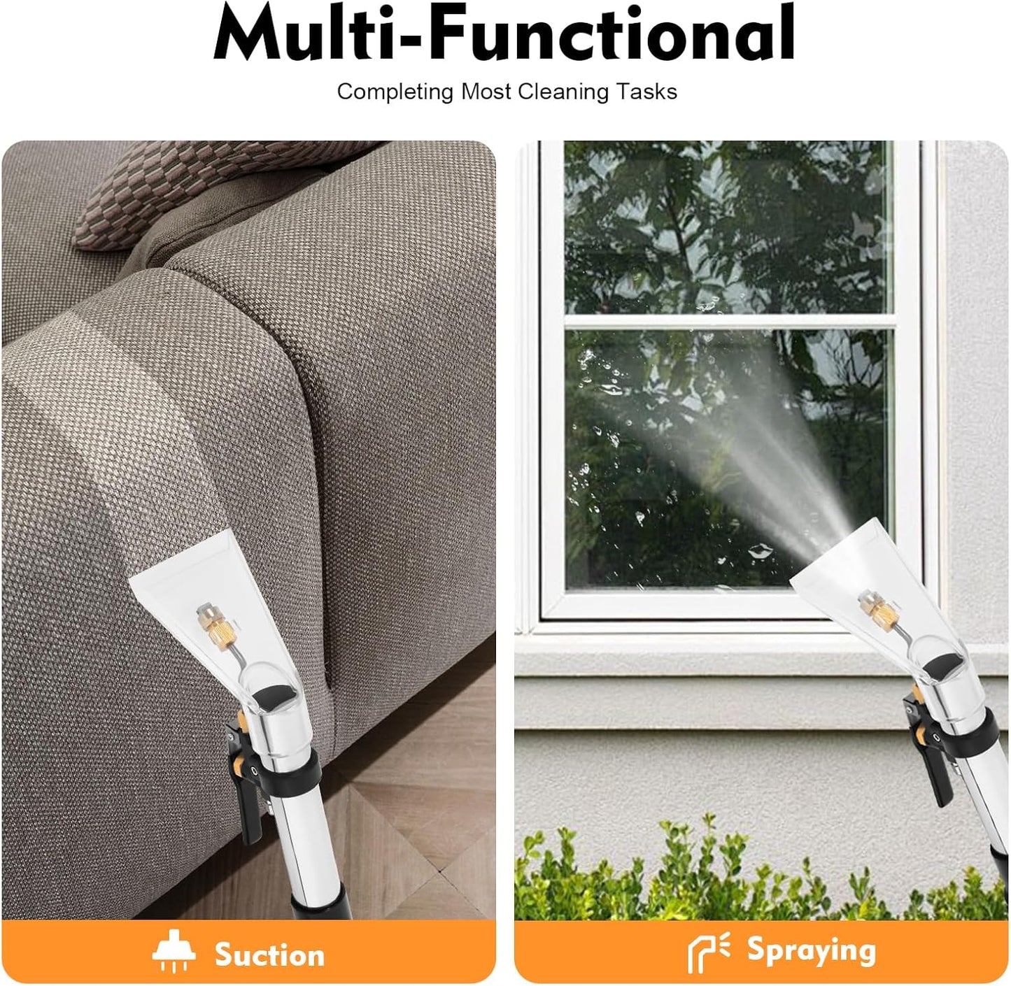 40L/10.6Gal Commercial Carpet Cleaner Machine, 3-in-1 Heavy Duty Extractor Vacuum with 1049W Power & 230mbar Suction, Professional Upholstery Cleaner for Sofa Curtain Car, Stainless Steel Wet Dry Vac