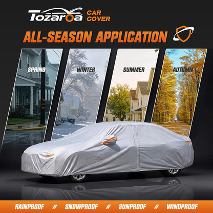 Car Cover Waterproof All-Weather,Heavy-Duty Outdoor Full Exterior Automobiles Sedan/Coupe (Length 186-193 inch) with Windshield Sun Shade Universal Fit Toyota Camry, Tesla Model 3, Accord etc