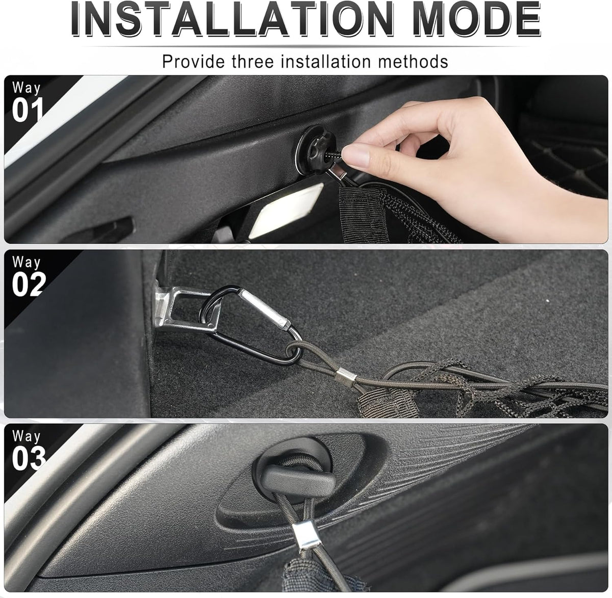 Amiss Cargo Net Stretchable, Car Exterior Accessories, Adjustable Elastic Trunk Storage Net with Hook for SUVs, Cars and Trucks (35.4x15.8 Inch)