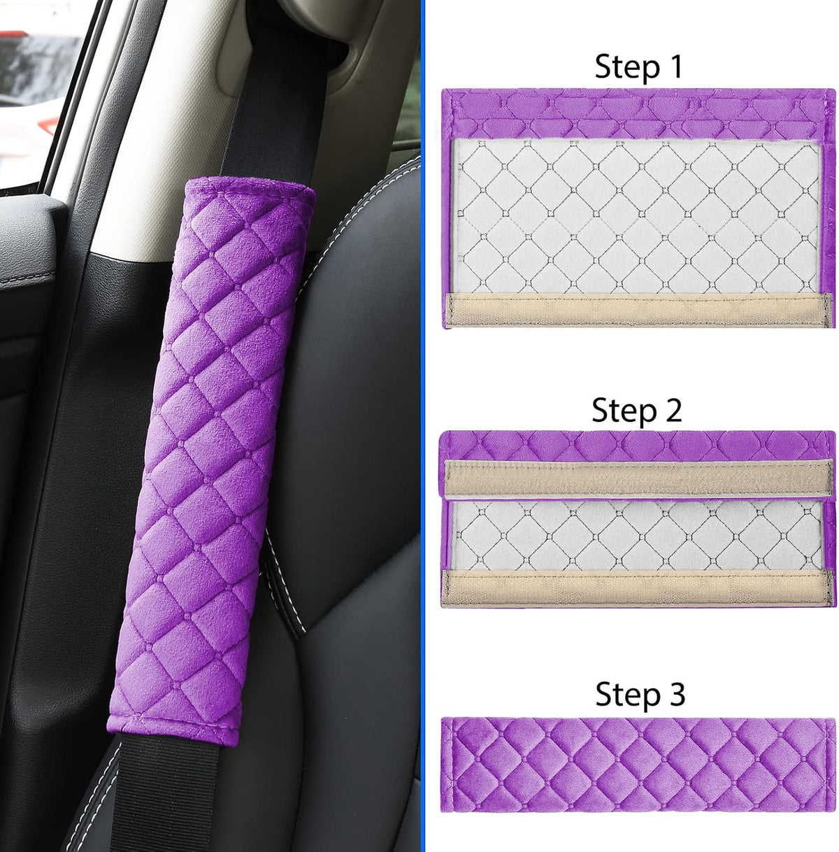 Universal Car Seat Belt Pads Cover,Seat Belt Shoulder Strap Covers Harness Pad for Car/Bag,Soft Comfort Helps Protect You Neck and Shoulder from The Seat Belt Rubbing(2-Pack)
