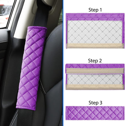 Universal Car Seat Belt Pads Cover,Seat Belt Shoulder Strap Covers Harness Pad for Car/Bag,Soft Comfort Helps Protect You Neck and Shoulder from The Seat Belt Rubbing(2-Pack)