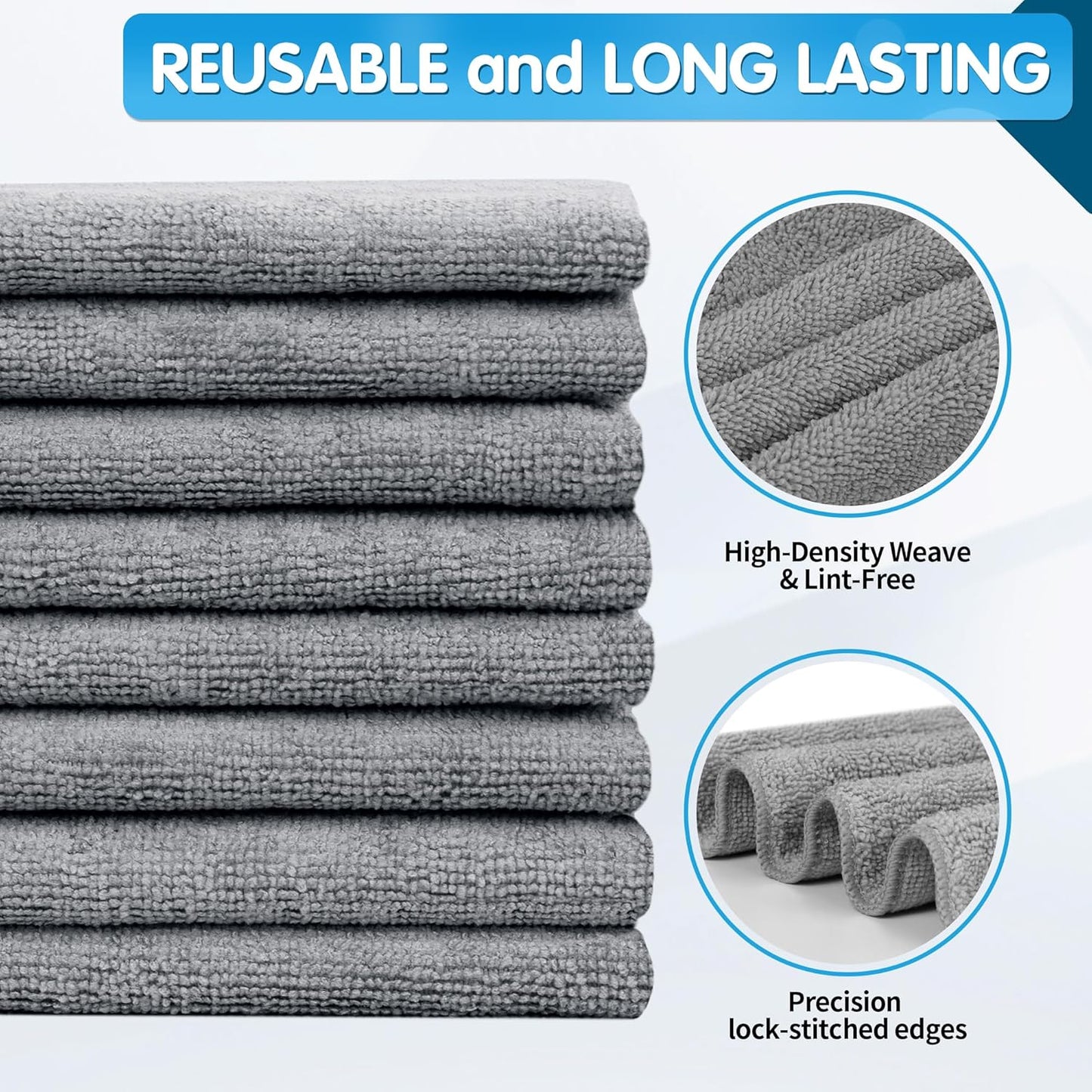 FIXSMITH Microfiber Cleaning Cloth - Pack of 50, Microfiber Towels for Cars 16 x 12 in, Highly Absorbent Cleaning Rags, Lint-Free, Streak-Free Cleaning Cloths for Car Kitchen Home Office