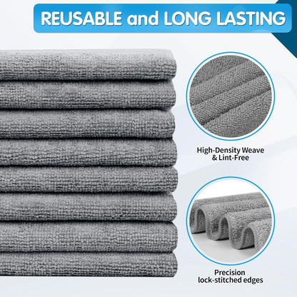 FIXSMITH Microfiber Cleaning Cloth - Pack of 50, Microfiber Towels for Cars 16 x 12 in, Highly Absorbent Cleaning Rags, Lint-Free, Streak-Free Cleaning Cloths for Car Kitchen Home Office