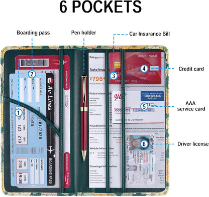 Car Registration and Insurance Holder, Insurance Card Holder, Car Registration Holder, Floral Themed Cover with Magnetic Shut