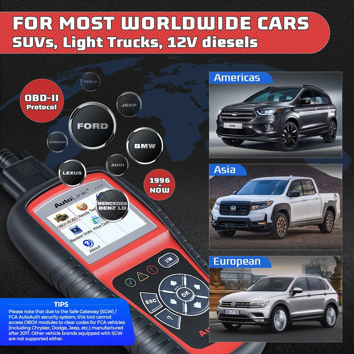 Autel AutoLink AL519 OBD2 Scanner Enhanced Mode 6 Car Diagnostic Tool Check Engine Code Reader CAN Scan Tool, Advanced Ver. of AL319
