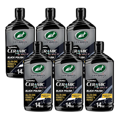 Turtle Wax Hybrid Solutions Ceramic Acrylic Black Car Polish and Wax, Car Scratch Remover & Car Paint Restorer for Black Cars, Deep Shine, Ceramic Coating Protection & Water Beading, 14 oz (Pack of 1)