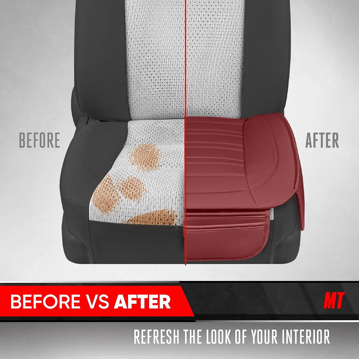 Motor Trend Seat Covers for Cars Trucks SUV, Faux Leather 2-Pack Black Padded with Storage Pockets, Premium Interior Car Seat Cover