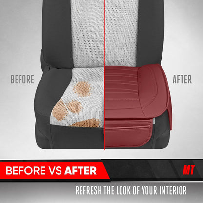 Motor Trend Seat Covers for Cars Trucks SUV, Faux Leather 2-Pack Black Padded with Storage Pockets, Premium Interior Car Seat Cover