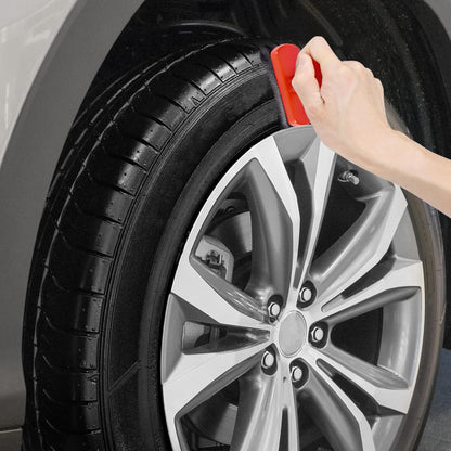 Car Tire Shine Applicator,Vegan Tire Shine Applicator with Curved Brush Head - Large Automotive Tire Dressing Applicator Brush with Storage Stand for Tire Detailing, 3.6 Inch Length (Black)