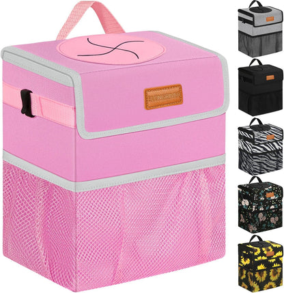 ELONGRIVER Car Trash Can Bin for Back Seat Leak Proof, Cute Car Trash Bag Hanging, Vehicle Trash Can for SUV Truck Van, Automotive Garbage Cans Front Seat Black