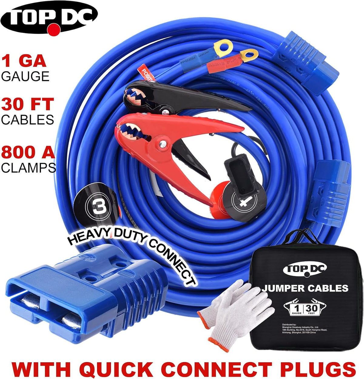 TOPDC 4 Gauge 20 Feet Jumper Cables for Car, SUV and Trucks Battery, Heavy Duty Automotive Booster Cables for Jump Starting Dead or Weak Batteries with Carry Bag, (TD-P0420)
