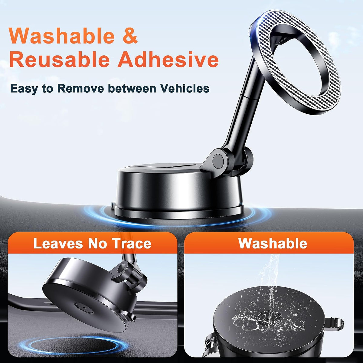 Qifutan Dash Mounted Holders Phone Holders for Your Car Phone Mount for Car Windshield Dashboard Air Vent Universal Desk Mounts Hands Free Automobile Cell Phone Holder Fit for iPhone Smartphone