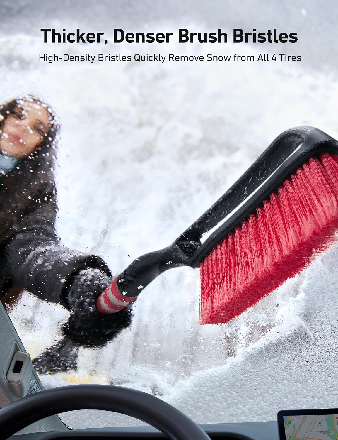 AstroAI 27" Snow Brush and Ice Scrapers for Car Windshield, Detachable Snow Scrapers with Ergonomic Foam Grip for Cars, Trucks, SUVs (Heavy Duty ABS, PVC Brush, Blue)