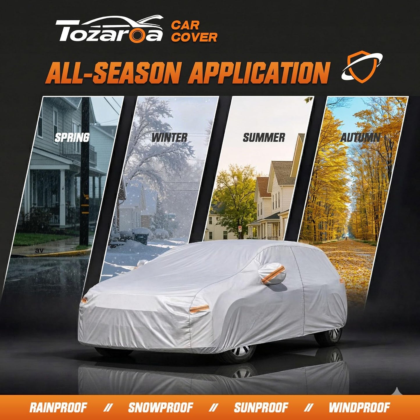 Car Cover Waterproof All-Weather,Heavy-Duty Outdoor Full Exterior Automobiles Sedan/Coupe (Length 186-193 inch) with Windshield Sun Shade Universal Fit Toyota Camry, Tesla Model 3, Accord etc