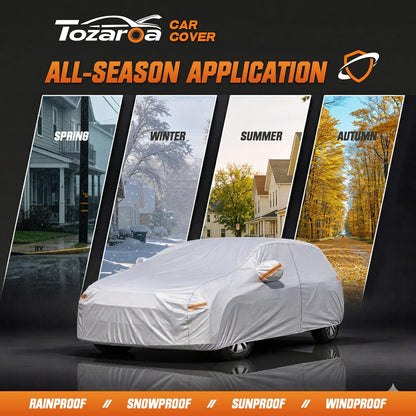 Car Cover Waterproof All-Weather,Heavy-Duty Outdoor Full Exterior Automobiles Sedan/Coupe (Length 186-193 inch) with Windshield Sun Shade Universal Fit Toyota Camry, Tesla Model 3, Accord etc
