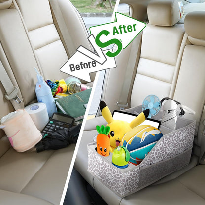 MULISOFT Car Seat Organizer- Backseat Car Organizer with 11 Storages Compartments and 2 Cup Holders, Organizers and Storage, Front Seat for Travel Kids,Black