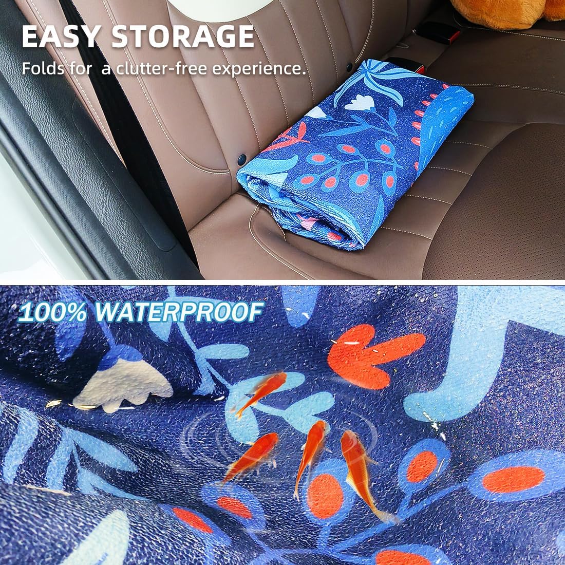 Waterproof Sweating Car Seat Cover for Post Gym Workout, Running, Swimming, Beach and Hiking, Universal Fit Non-Slip Towel Bucket Seat Protector for Cars SUV Trucks, Machine Washable (Grey)