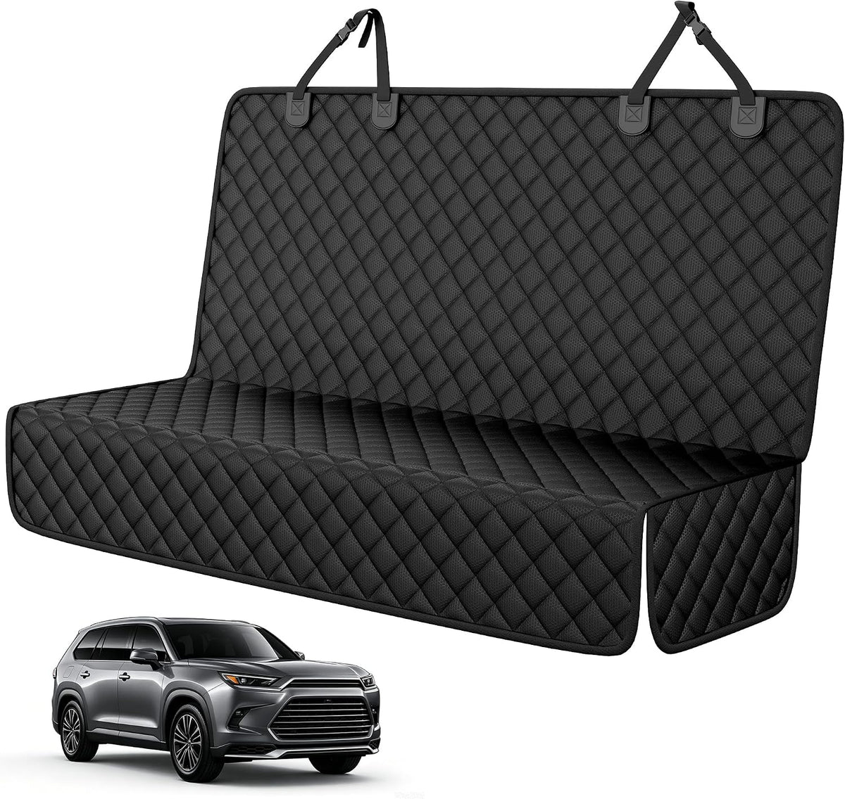 PETICON Waterproof Scratchproof Pet Bench Seat Covers for Cars, SUVs, Nonslip Durable Back Seat Cover for Dogs, 600D Oxford Fabric, Machine Washable