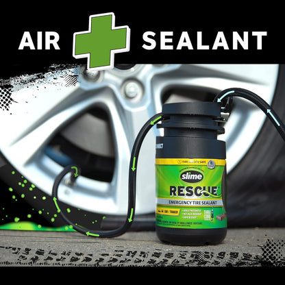 Slime 50107 Flat Tire Puncture Repair, Smart Spair, Emergency Kit For Car Tires, Includes Sealant And Tire Inflator Pump, Suitable For Cars And Other Highway Vehicles, 15 Min Fix