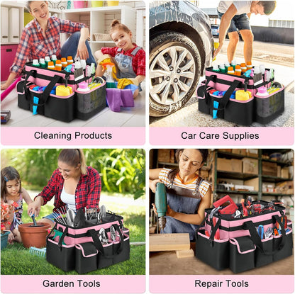 Cleaning Caddy,Cleaning Bag for Housekeepers,Cleaning Supplies Organizer with Handle,Black
