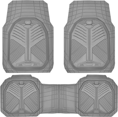 CAR PASS Heavy Duty Rubber Car Mats with Cargo Liner, Deep-Dish Car Floor Mats and Trunk Mat All Weather, Universal Trim-to-Fit for SUVs Trucks Sedans, Waterproof Anti-Slip, Trimmable V12 Black