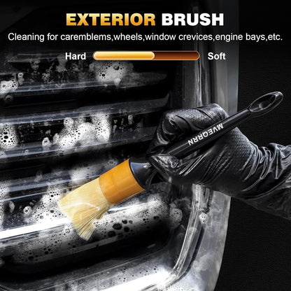 10PCS Car Detailing Brush Set,Boars Hair Car Cleaning Detail Brush kit,Ultra Soft No Scratch Car Dust Brush,Car Interior Detailing Brushes Kit,Detail Brushes Car Detailing for Interior Exterior(green)