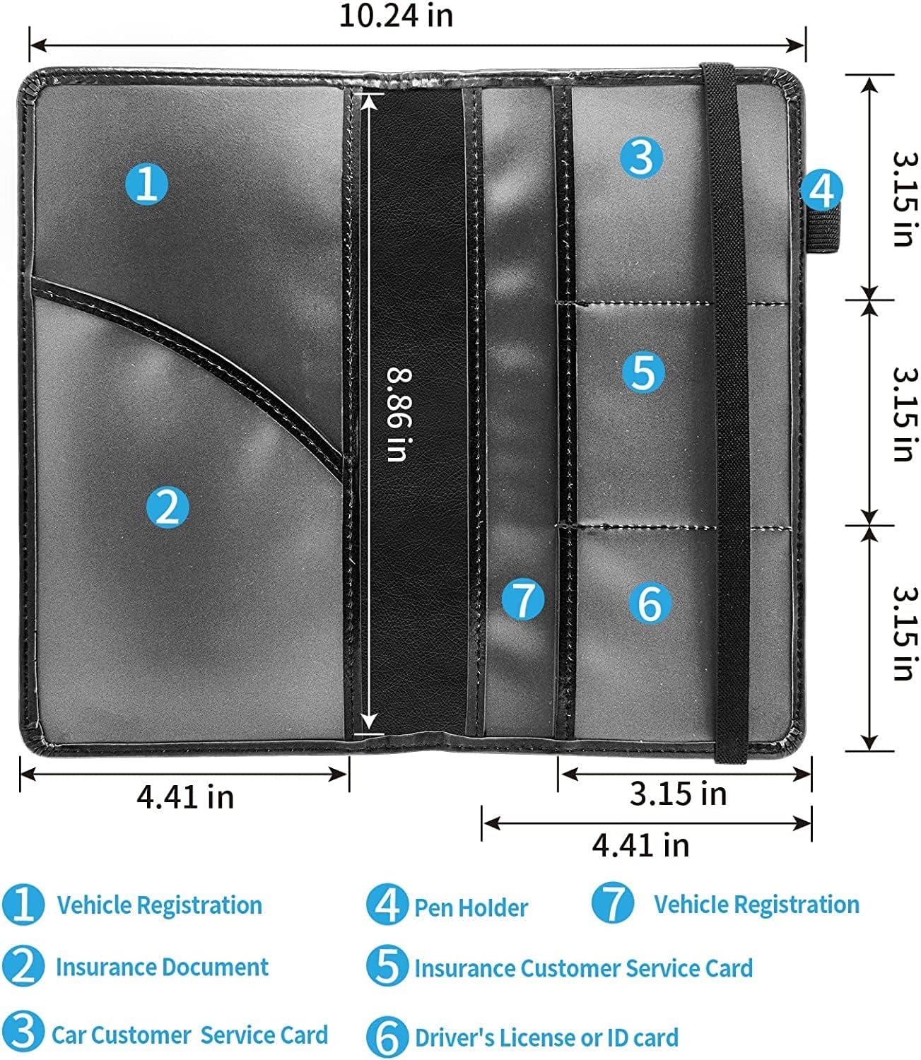 Car Registration and Insurance Holder, Leather Car Glove Box Organizer, Cool Car Accessories for ID, Driver's License Cards & Essential Document, business cards, Men&Women, Retro Audio Cassette