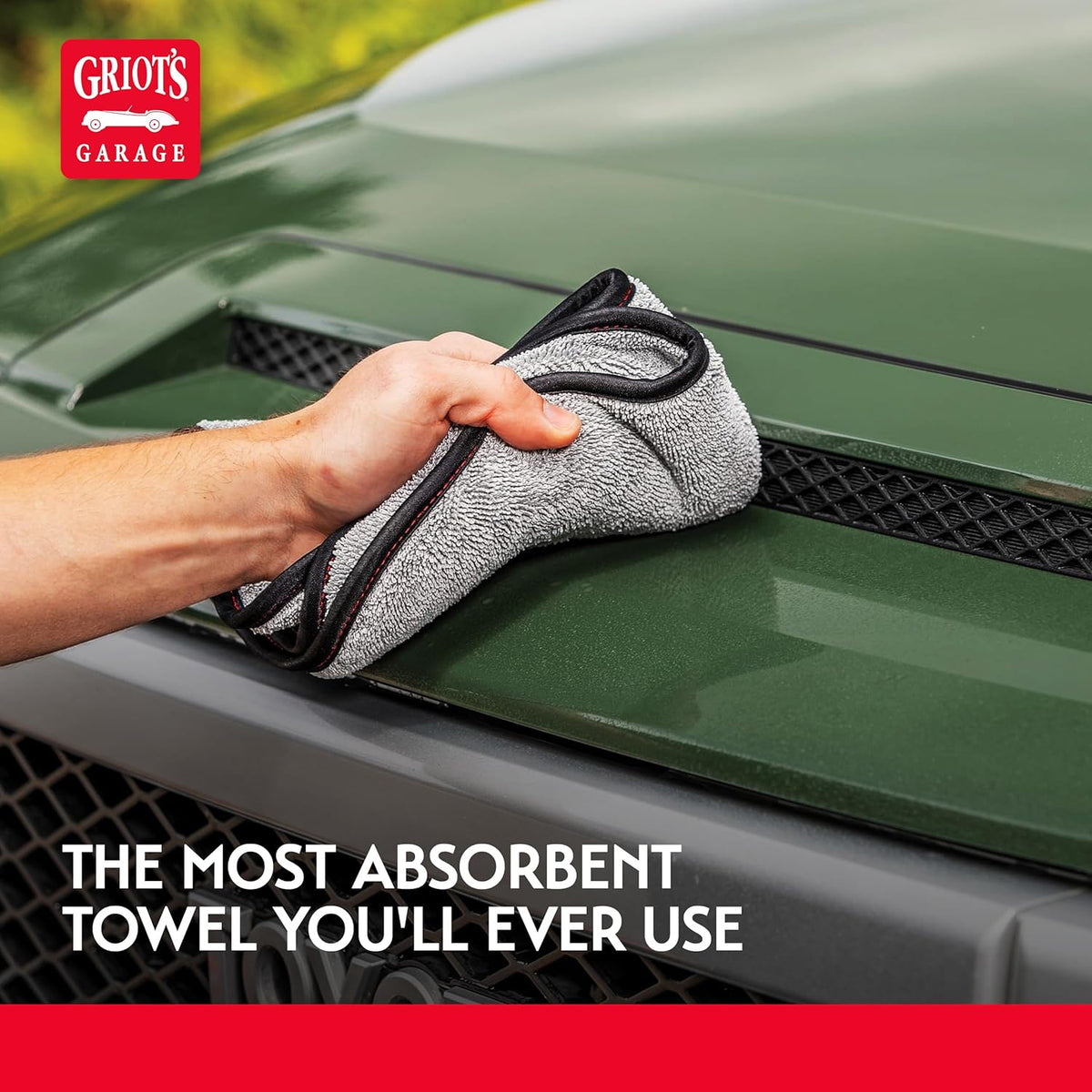 Griot's Garage PFM Terry Weave Microfiber Towel for Car Cleaning, Drying and Polishing, Vehicle Detailing, Scratch-Free, 16” x 16”, Set of 2, 55586