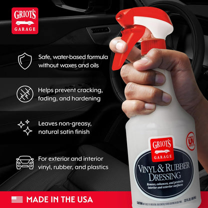 Griot's Garage Vinyl and Rubber Dressing for Car Detailing, Exterior and Interior Auto Cleaner and Protectant for for Plastic, Trim, Tires, and More, 10981, 22oz