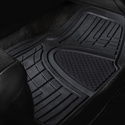 FH Group Automotive Floor Mats - Heavy-Duty Rubber Floor Mats for Cars, Universal Fit Full Set, Climaproof & Trimmable Floor Mats for Most Sedan, SUV, Truck, Black