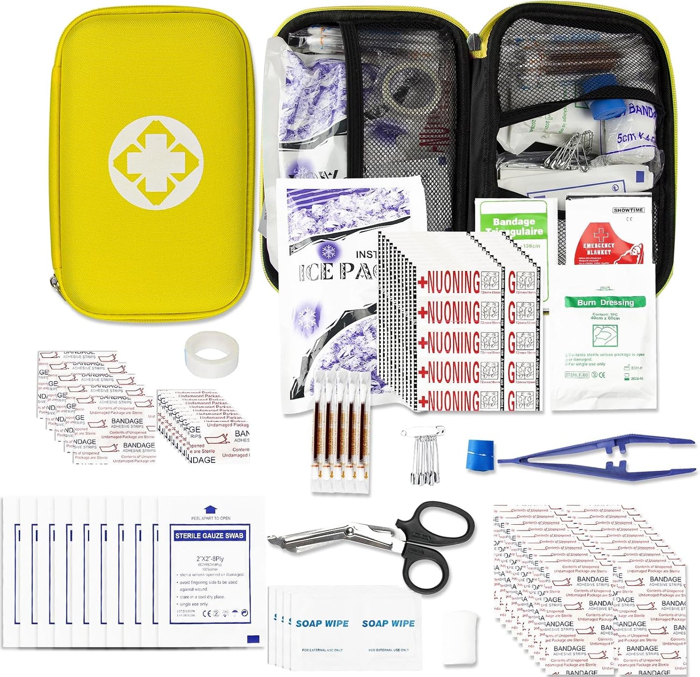 Car First Aid Kits 275Pcs Survival Gear Home Travel Size Small Emergency Kit Tactical Hiking EVA Camping Essentials Backpack Sports Office Boat Urgent Accident