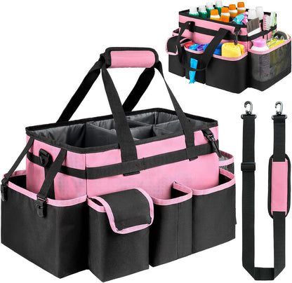 Cleaning Caddy,Cleaning Bag for Housekeepers,Cleaning Supplies Organizer with Handle,Black